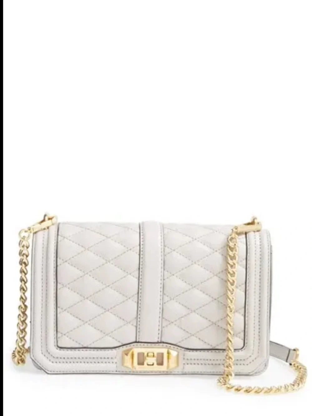 Rare Rebecca Minkoff Quilted Crossbody in Off White with Gold Hardware